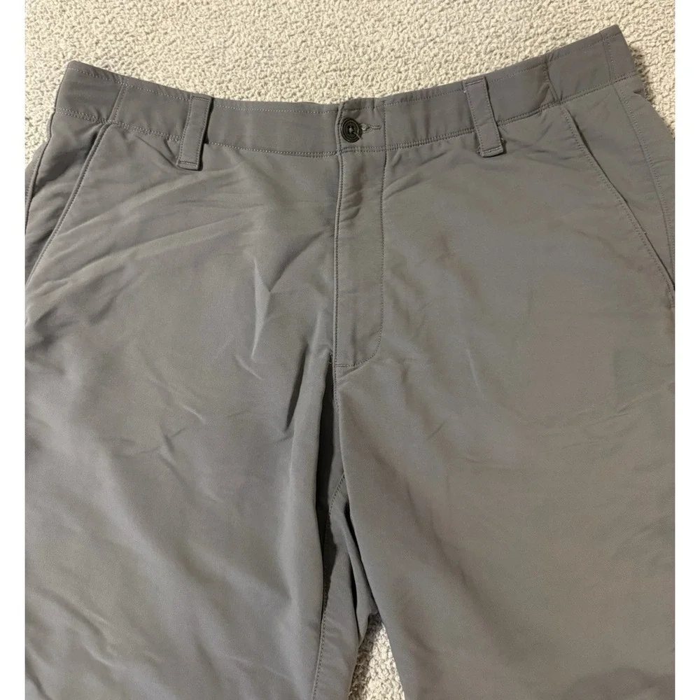 Under Armour The Match Play Shorts Gray Golf Stretch Flat Front Heat Gear Men 36